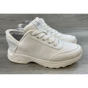Zeba Hands Free Women's Sneaker White Leather 9.5 Lace Up Orthopedic Comfort